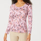 Karen Scott Blusa Feminina Estampada em Aquarela Branca/Roxa Tamanho Grande