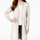 Cardigan feminino com mangas atadas e amarração JM Collection, cinza, tamanho pequeno