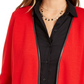 Cardigan feminino Charter Club com acabamento em couro sintético e blocos de cores, vermelho, tamanho pequeno médio