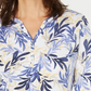 Karen Scott Blusa Feminina Estampada Gola Dividida Azul Marinho Tamanho Grande