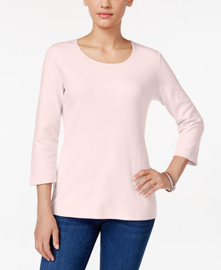 Karen Scott Top feminino com decote redondo rosa tamanho pequeno