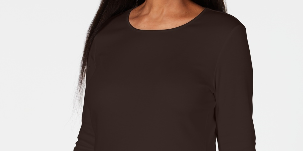 Karen Scott Blusa Feminina Decote Redondo Com Acabamento Em Cetim Preto Tamanho X-S