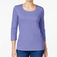 Karen Scott Blusa feminina com decote redondo, tamanho XX-G, roxa regular
