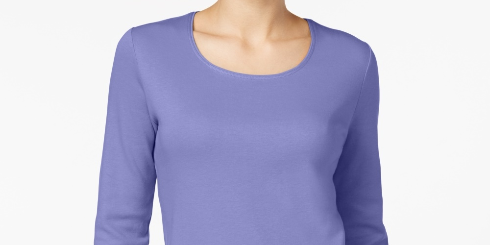 Karen Scott Blusa feminina com decote redondo, tamanho XX-G, roxa regular
