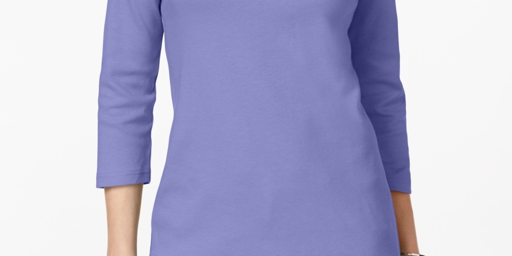 Karen Scott Blusa feminina com decote redondo, tamanho XX-G, roxa regular