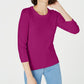 Suéter feminino Maison Jules com gola redonda e manga 3/4, rosa, tamanho médio