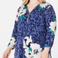 Túnica feminina plus size estampada com zíper e gola alta, tamanho 2X, azul, da coleção JM
