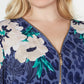 Túnica feminina plus size estampada com zíper e gola alta, tamanho 2X, azul, da coleção JM