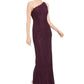 Vestido de noite longo com decote assimétrico e zíper, sem mangas, roxo, tamanho 8, feminino, Adrianna Papell
