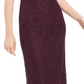 Vestido de noite longo com decote assimétrico e zíper, sem mangas, roxo, tamanho 8, feminino, Adrianna Papell