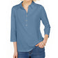 Camisa polo feminina Charter Club Supima Cotton manga 3/4 azul tamanho pequeno