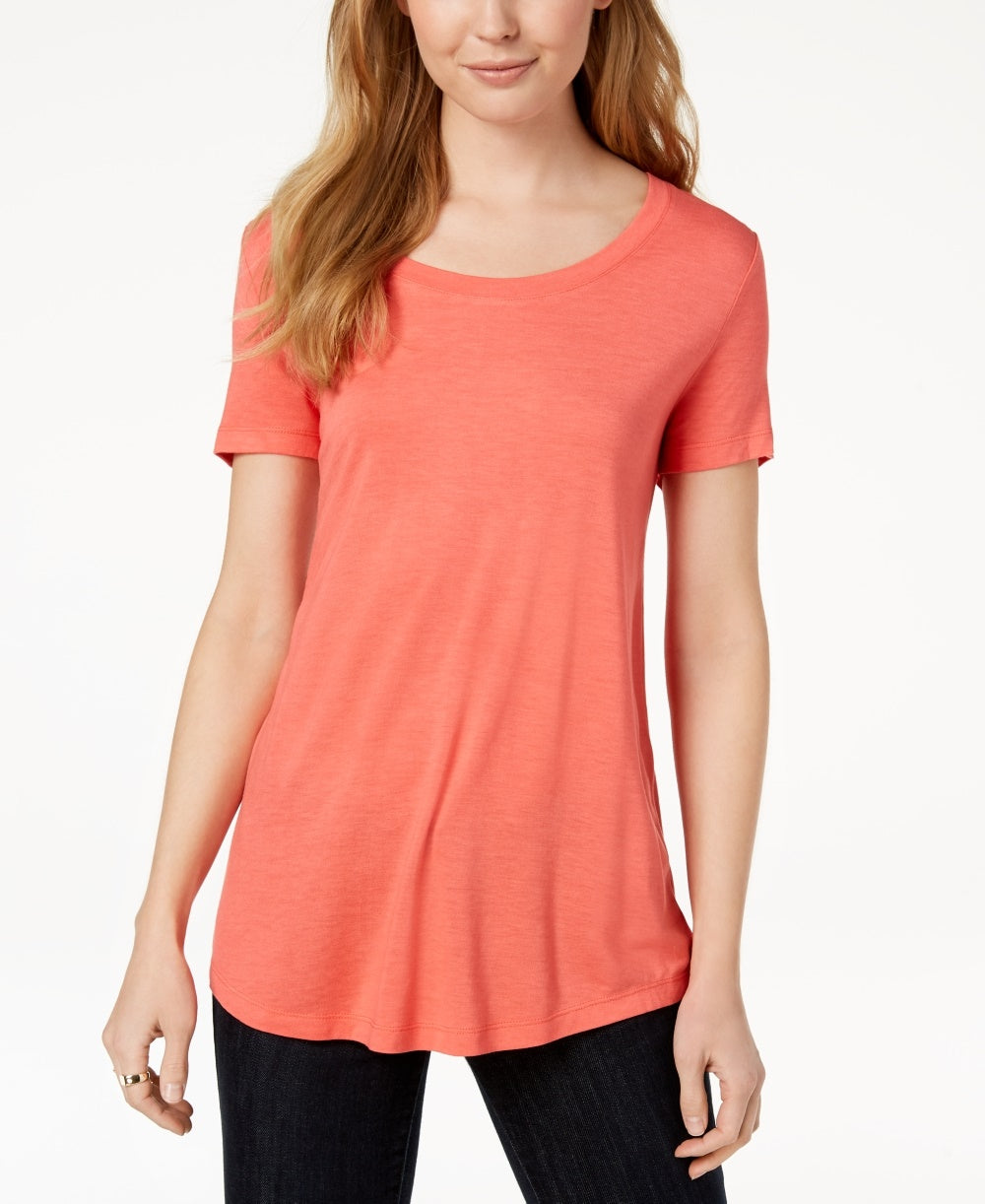 Camiseta feminina Maison Jules com decote redondo, laranja, tamanho XX-G