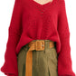 Suéter feminino All Day Long da Free People, vermelho, tamanho M