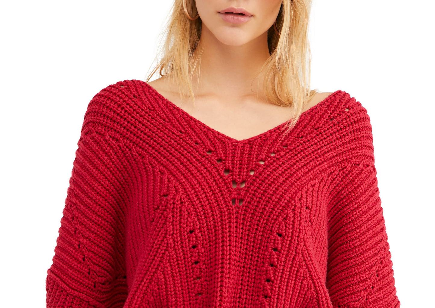 Suéter feminino All Day Long da Free People, vermelho, tamanho M