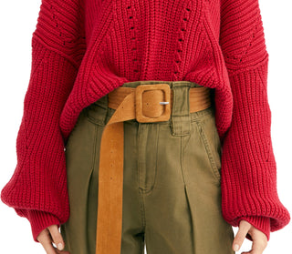 Suéter feminino All Day Long da Free People, vermelho, tamanho M