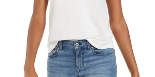 Camiseta feminina estilo &amp; co com decote em V e estampa burnout, branca, tamanho pequeno
