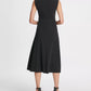 Vestido midi plissado com cintura império evasê DKNY feminino, preto, tamanho 8