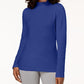 Blusa de gola alta de algodão feminina Karen Scott, azul, tamanho XX-G