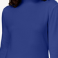 Blusa de gola alta de algodão feminina Karen Scott, azul, tamanho XX-G