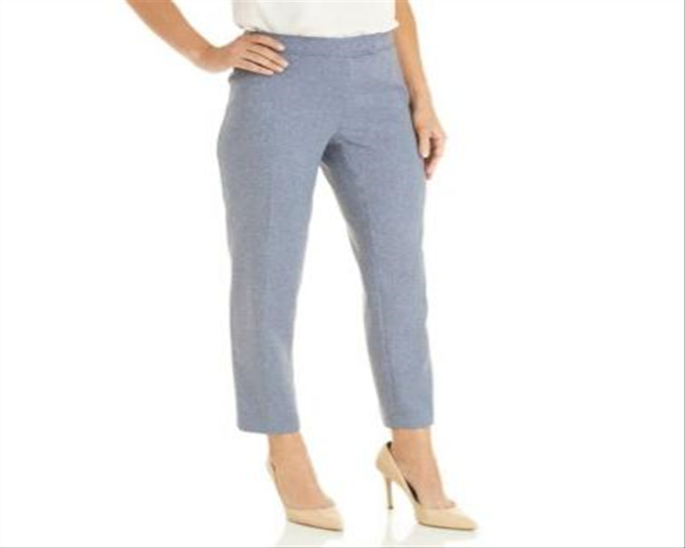 Calça feminina Anne Klein Crop Heather Twill Azul Tamanho 14