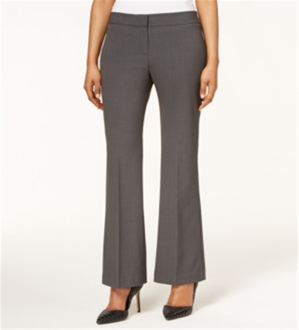 Calça social feminina Nine West Flare Leg, cintura baixa, cinza, tamanho 2