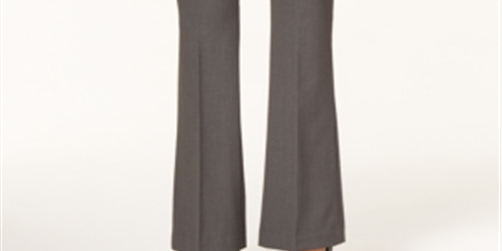 Calça social feminina Nine West Flare Leg, cintura baixa, cinza, tamanho 2