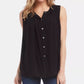 Karen Kane Blusa feminina franzida sem mangas com botões, preta, tamanho médio