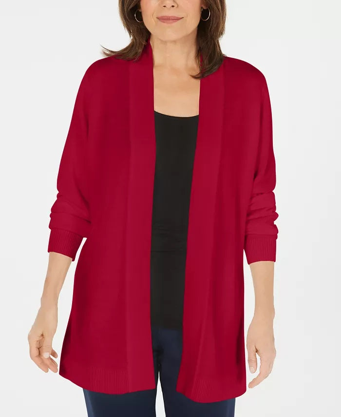 Karen Scott Cardigan Feminino Frente Aberta Vermelho Tamanho Pequeno Pequeno
