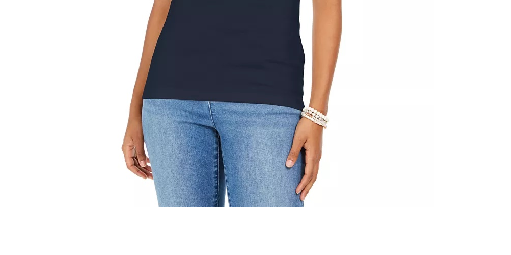 Regata feminina de algodão estilo &amp; co, azul, tamanho extragrande