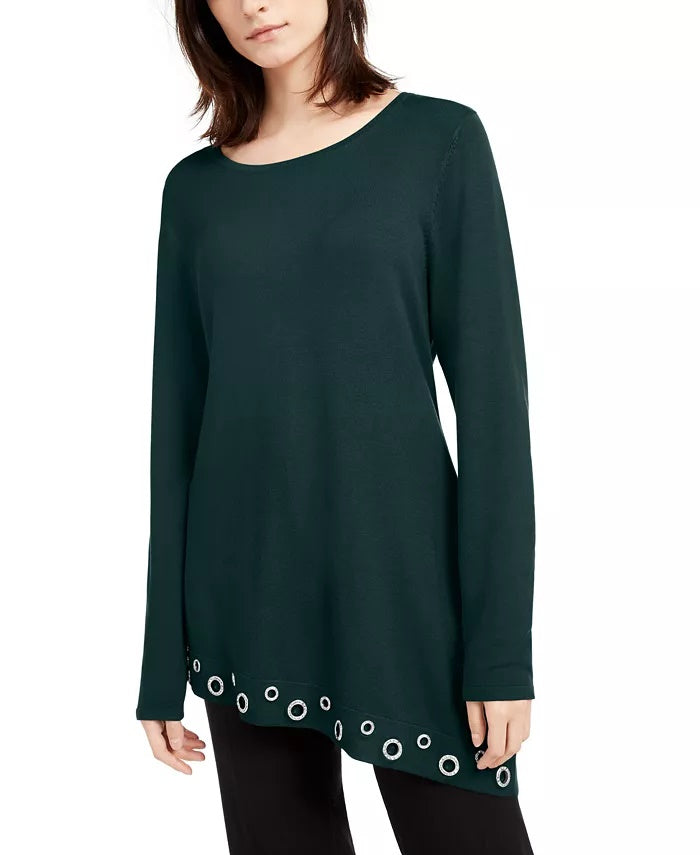 Top feminino com bainha grommet da INC International Concepts, verde, tamanho médio