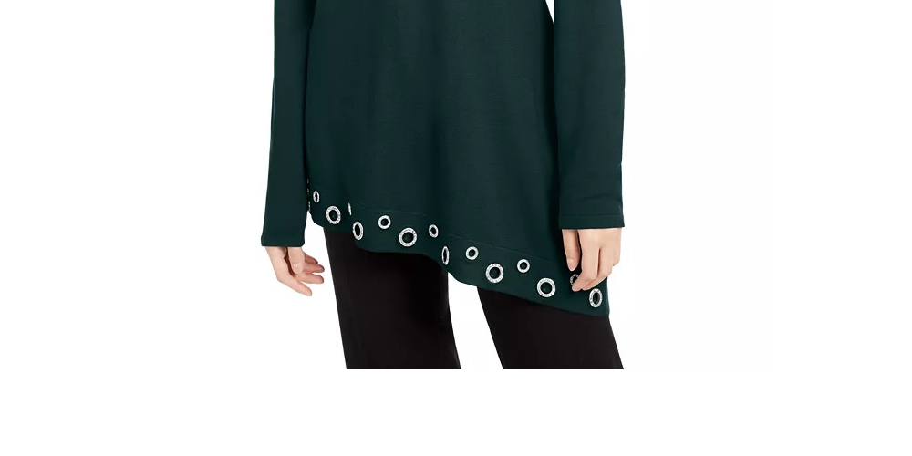 Top feminino com bainha grommet da INC International Concepts, verde, tamanho médio