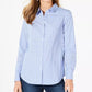 Camiseta feminina Charter Club de algodão estampada com botões frontais, azul, tamanho 18