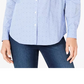 Camiseta feminina Charter Club de algodão estampada com botões frontais, azul, tamanho 18