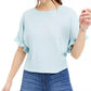Gypsies &amp; Moondust Junior's Ruffle Trimmed Thermal Top Azul Tamanho Pequeno