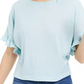 Gypsies &amp; Moondust Junior's Ruffle Trimmed Thermal Top Azul Tamanho Pequeno