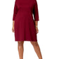 Vestido feminino Karen Scott com decote canoa e mangas 3/4, vinho, tamanho 3X