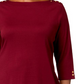 Vestido feminino Karen Scott com decote canoa e mangas 3/4, vinho, tamanho 3X