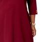 Vestido feminino Karen Scott com decote canoa e mangas 3/4, vinho, tamanho 3X