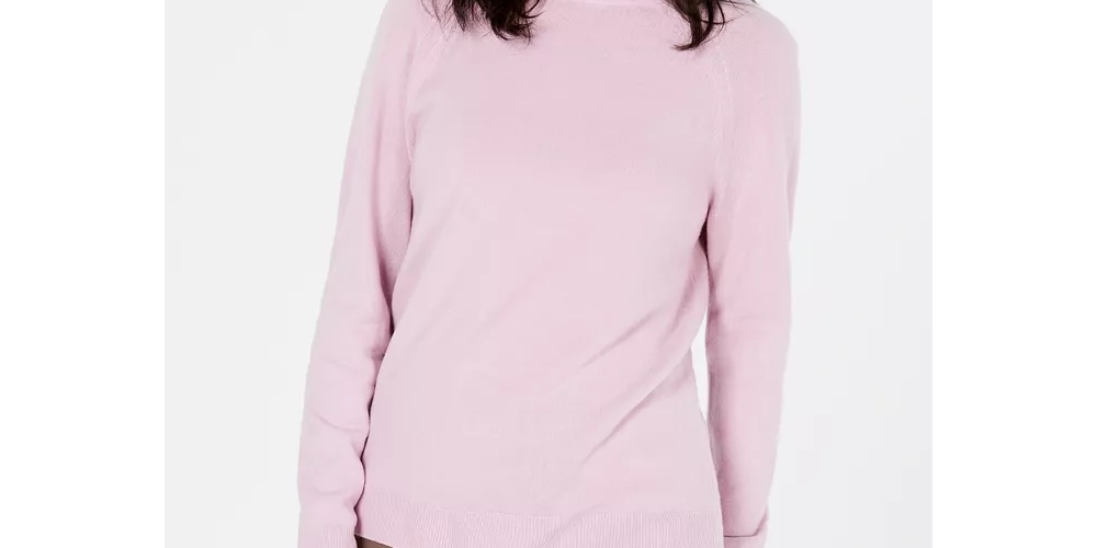 Cardigan Alfani Feminino de Malha com Canelado e Frente Aberta Rosa Tamanho Grande