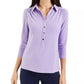 Camisa polo feminina Charter Club Petite com manga 3/4, preta, tamanho PL