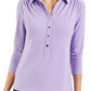 Camisa polo feminina Charter Club Petite com manga 3/4, preta, tamanho PL