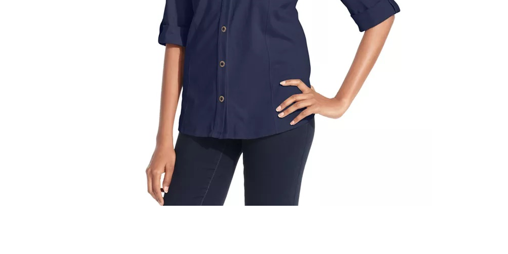 Camisa utilitária feminina Style &amp; Co, preta, tamanho pequeno P