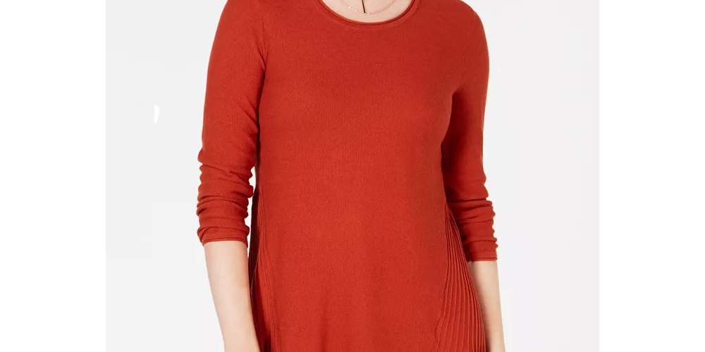 Suéter plissado alto e baixo feminino Style &amp; Co, tamanho PP, cobre