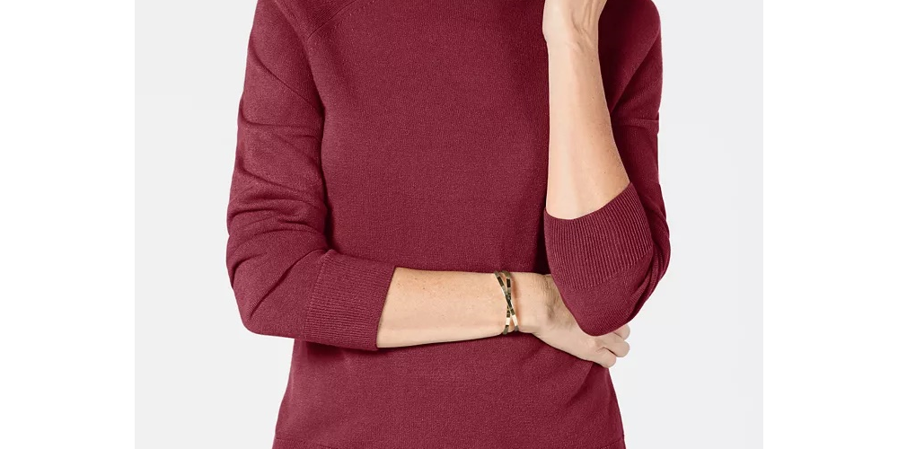 Camisa polo feminina Karen Scott de manga comprida e desempenho sólido, vermelha, tamanho pequeno