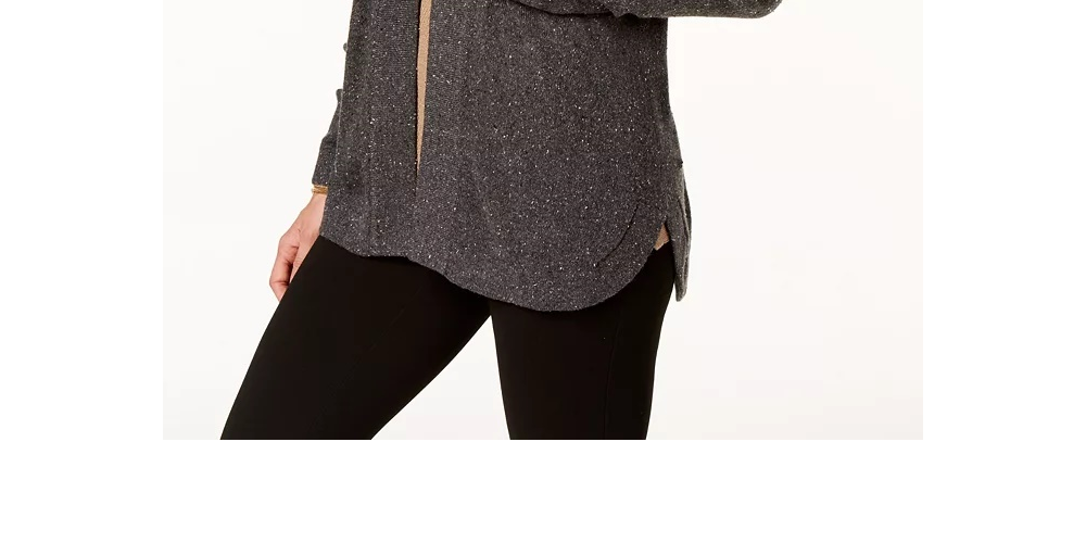 Karen Scott Blusa Feminina Estampada com Decote Sobrepeliz e Babados Cinza Tamanho P