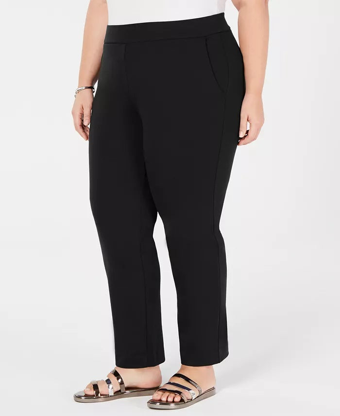 Calça feminina Michael Kors com frente lisa e ajuste slim, tamanho preto, tamanho 3X