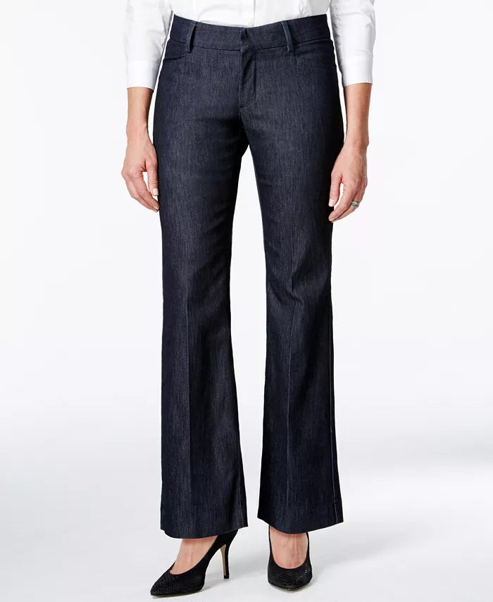 Calças femininas Lee Denim Wash Wide Leg Pretas Tamanho 16 Petite
