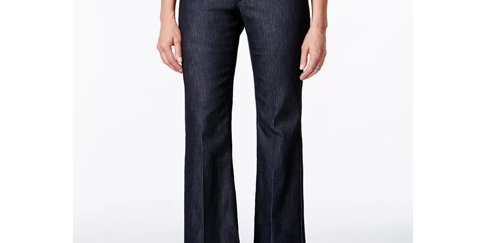Calças femininas Lee Denim Wash Wide Leg Pretas Tamanho 16 Petite