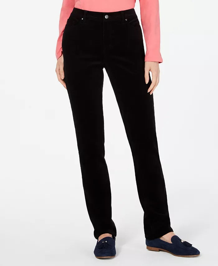 Calça de veludo cotelê Lexington Tummy-Control feminina Charter Club, preta, tamanho 24x4,5