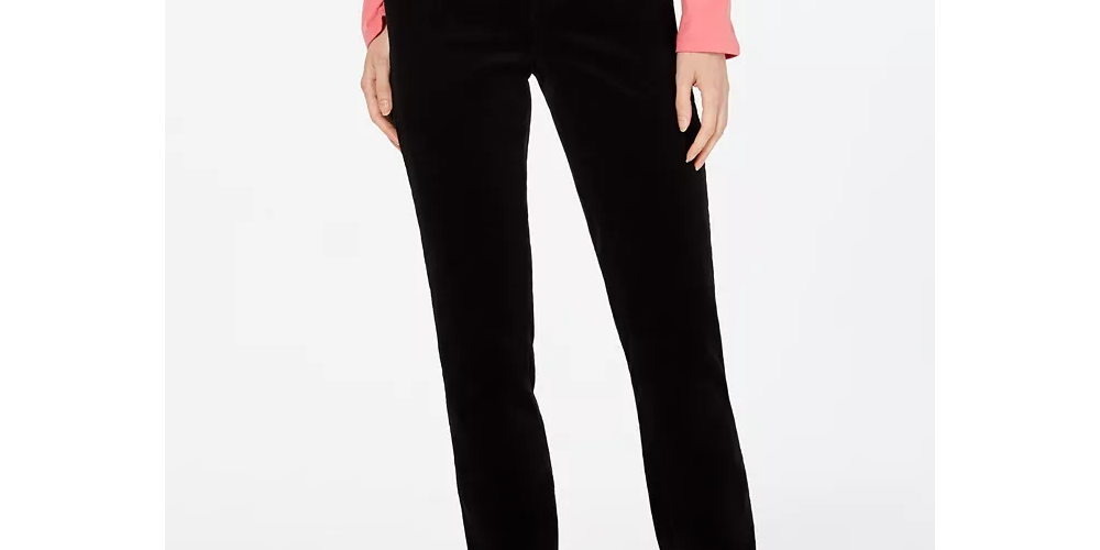 Calça de veludo cotelê Lexington Tummy-Control feminina Charter Club, preta, tamanho 24x4,5